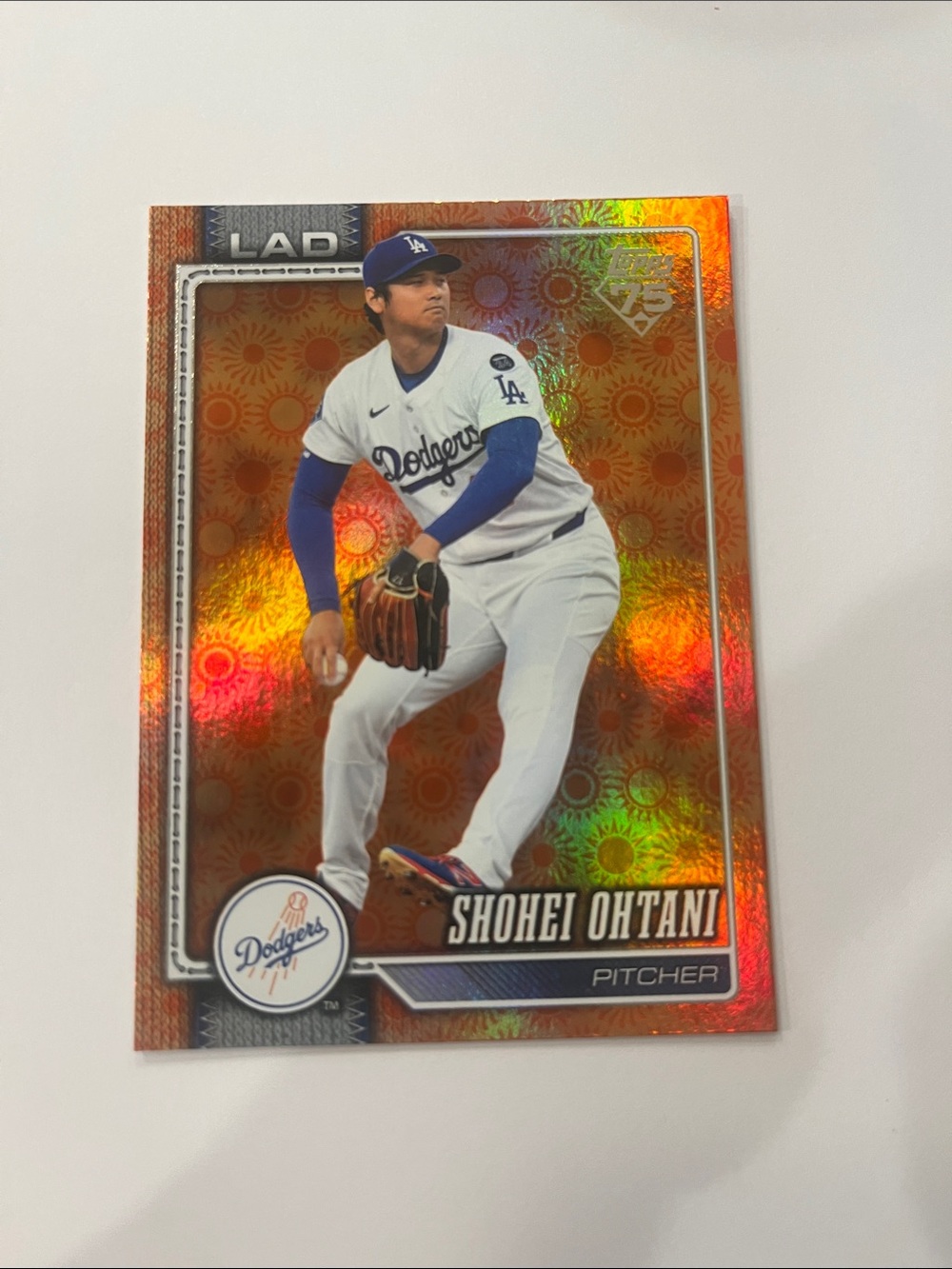Los Angeles Dodgers Shohei Ohtani Orange Holo Baseball Card